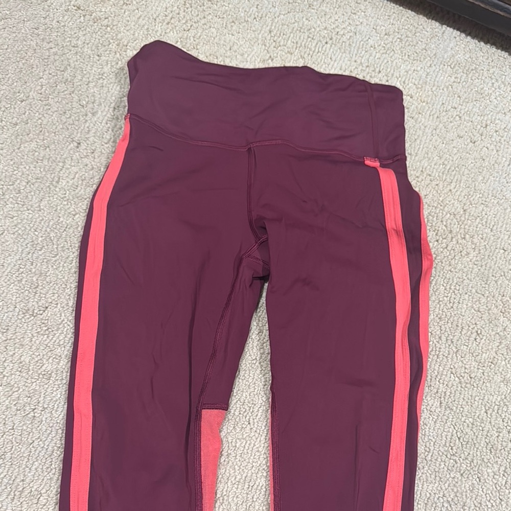 Women’s Lulu Lemon Zip Maroon and Pink Leggings